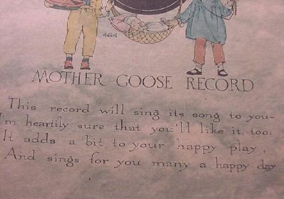 Close up of greeting on Mother Goose Record box